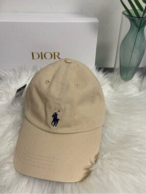 Polo by Ralph Lauren Beige Hat with Navy Emblem